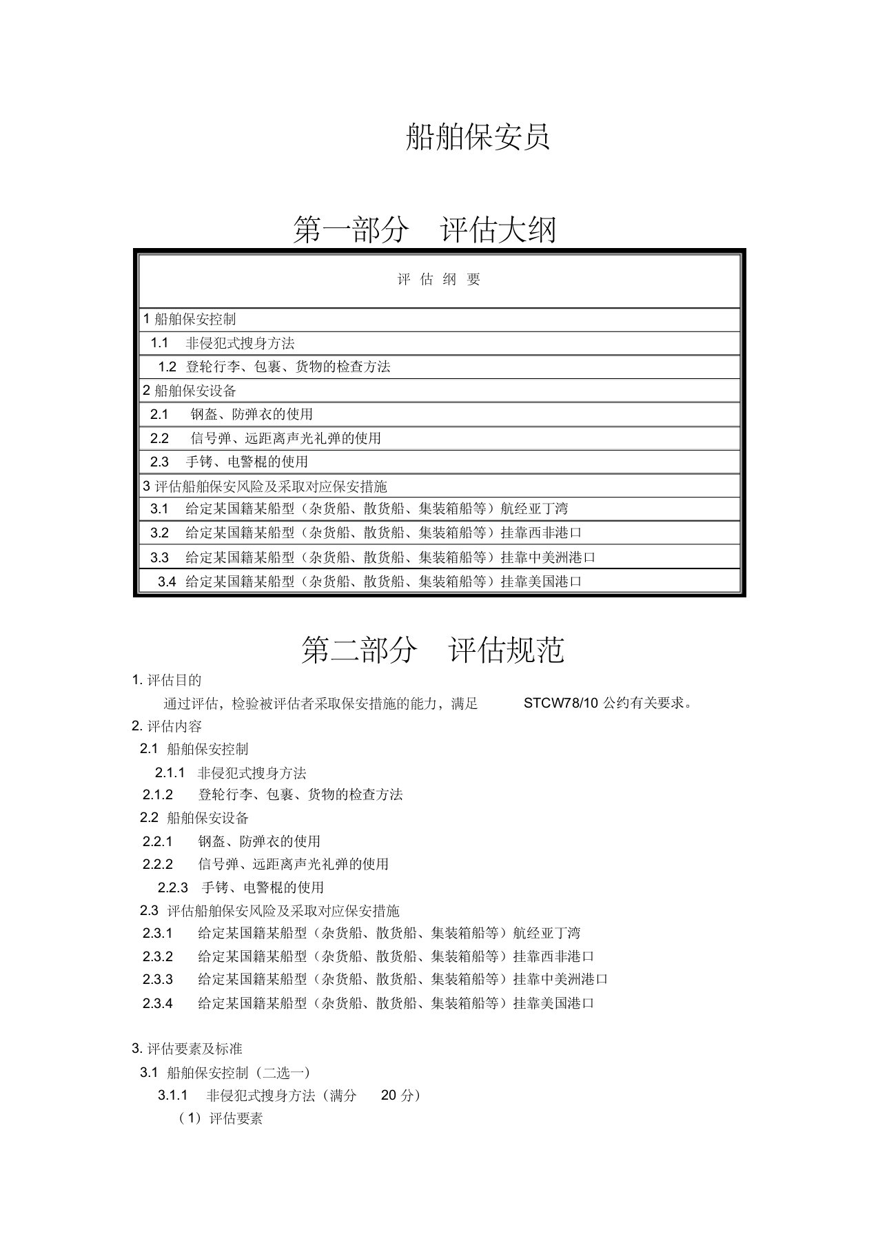 17.船舶保安员评估大纲和规范