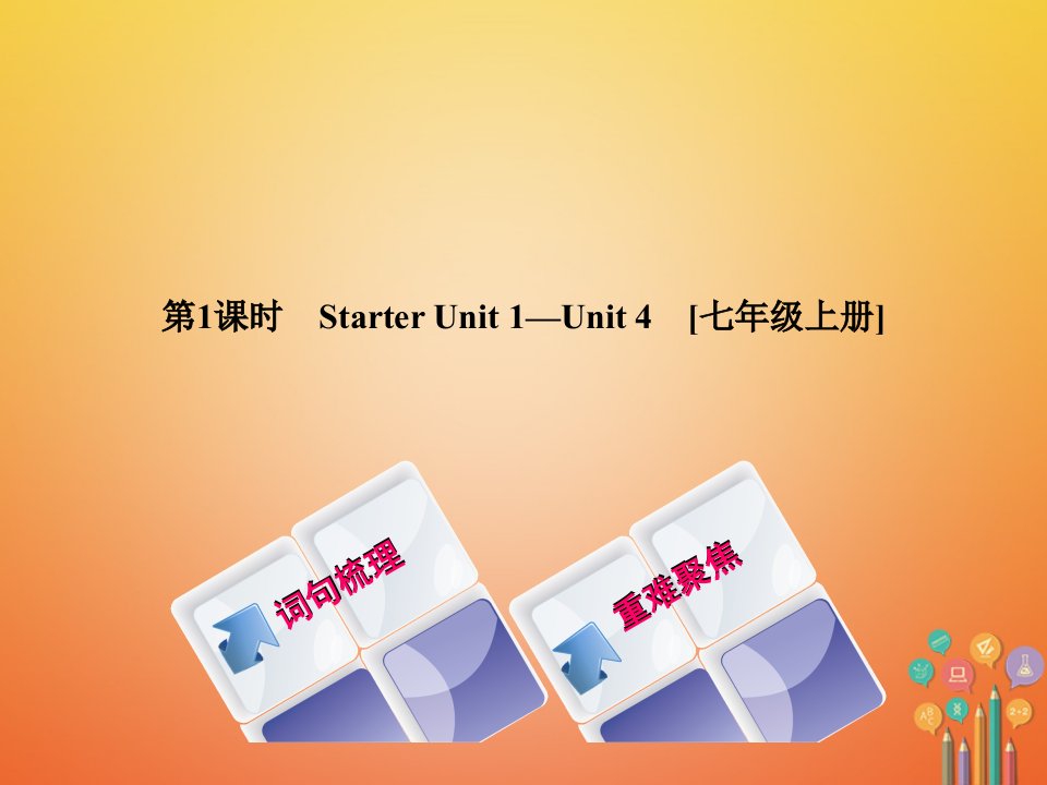 湖南省2018年中考英语总复习第一篇教材过关七上第1课时StarterUnit1_Unit4教学人教新目标版