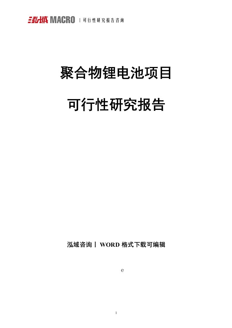 聚合物锂电池项目可行性研究报告