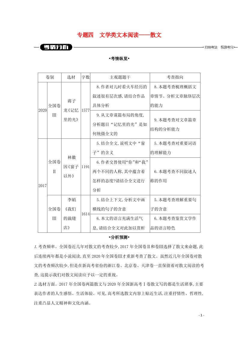 2021届高考语文二轮复习专题4文学类文本阅读__散文学案20210521178