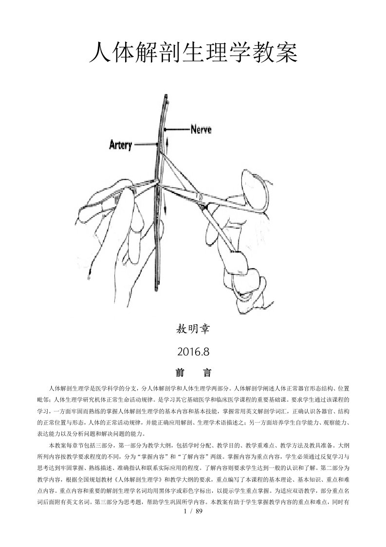 人体解剖生理学优秀教案