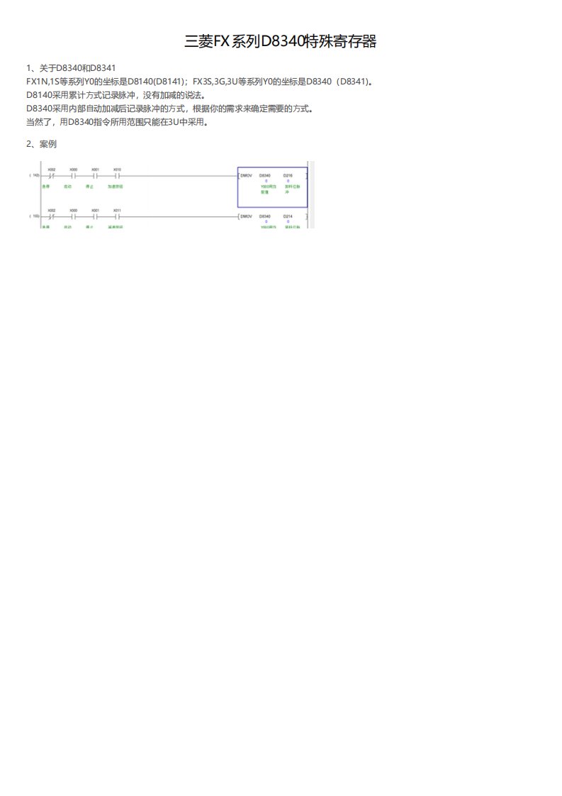 三菱FX系列D8340特殊寄存器