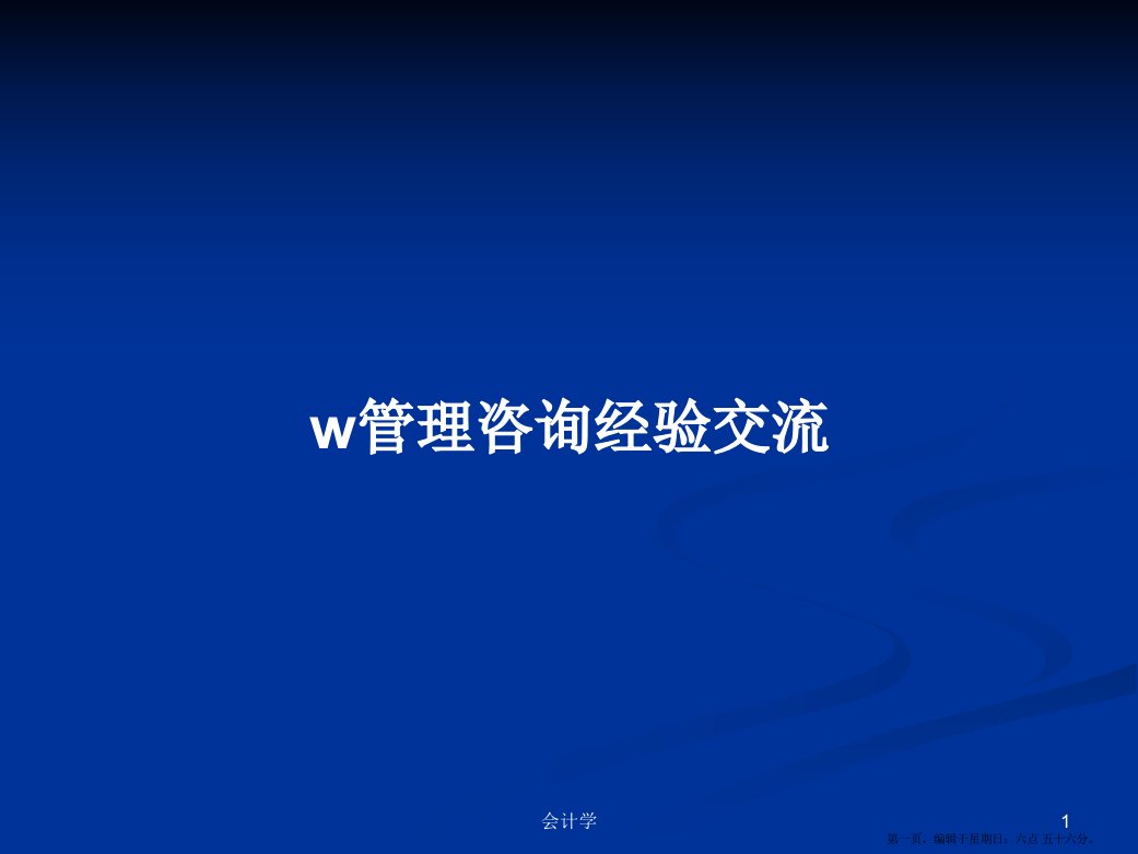 w管理咨询经验交流学习教案