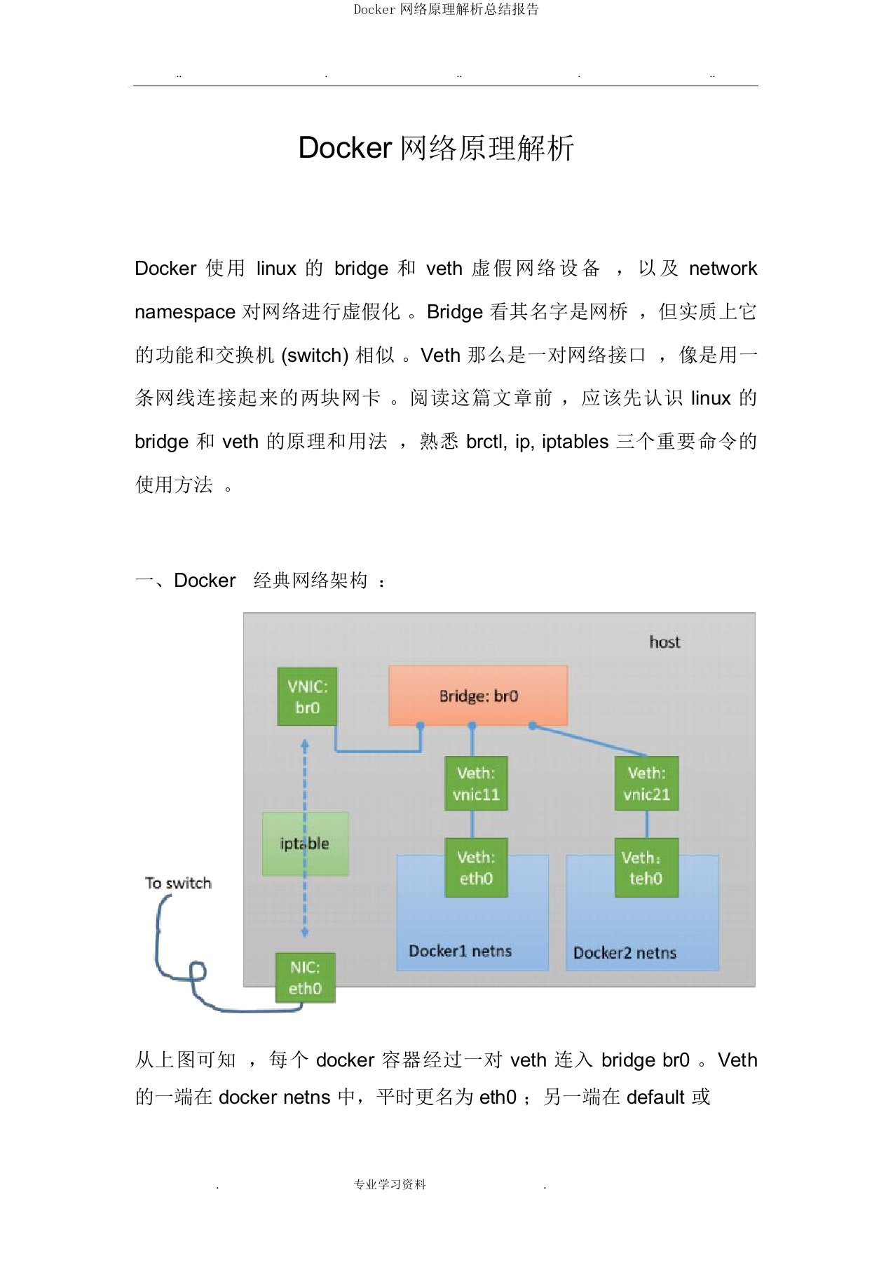 Docker网络原理解析总结报告