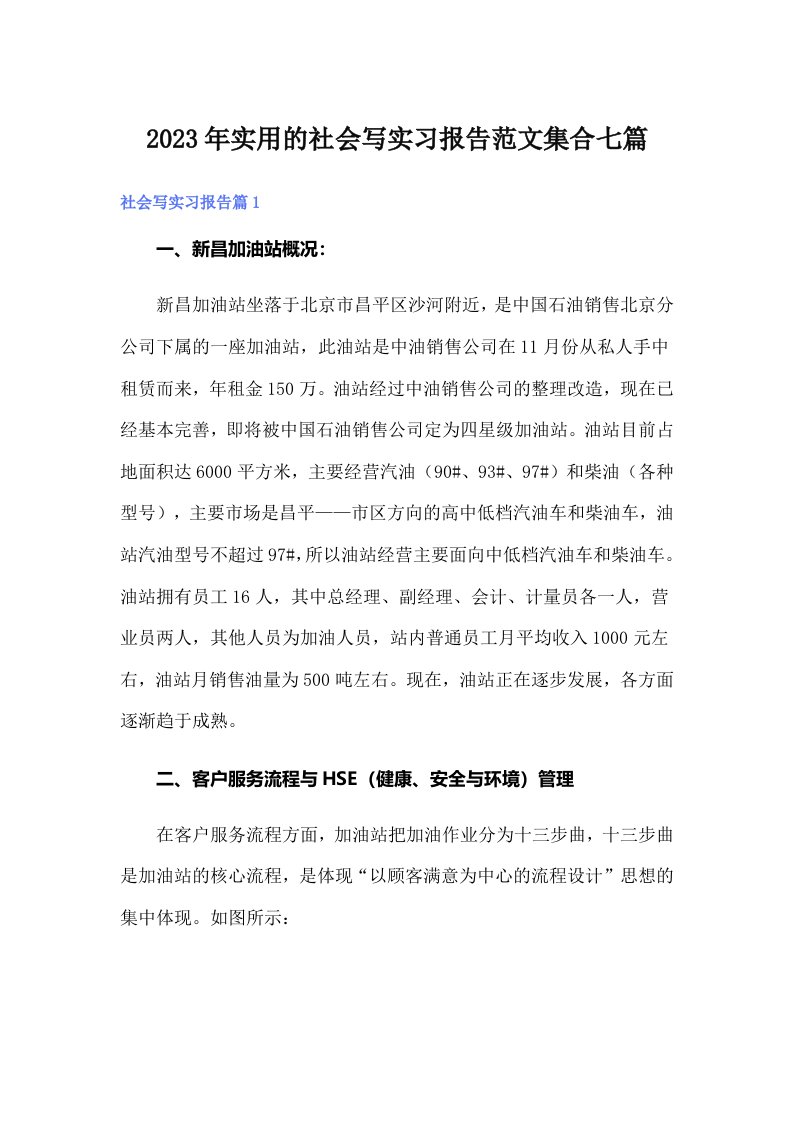 实用的社会写实习报告范文集合七篇