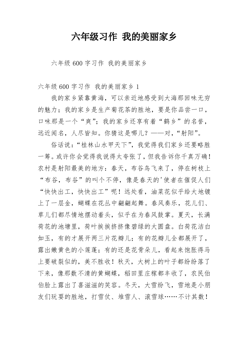 六年级习作