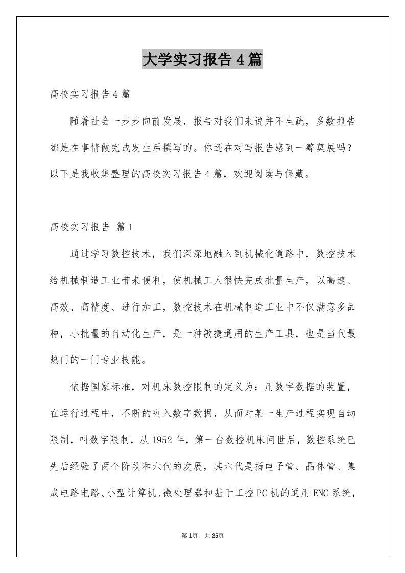 大学实习报告4篇范本