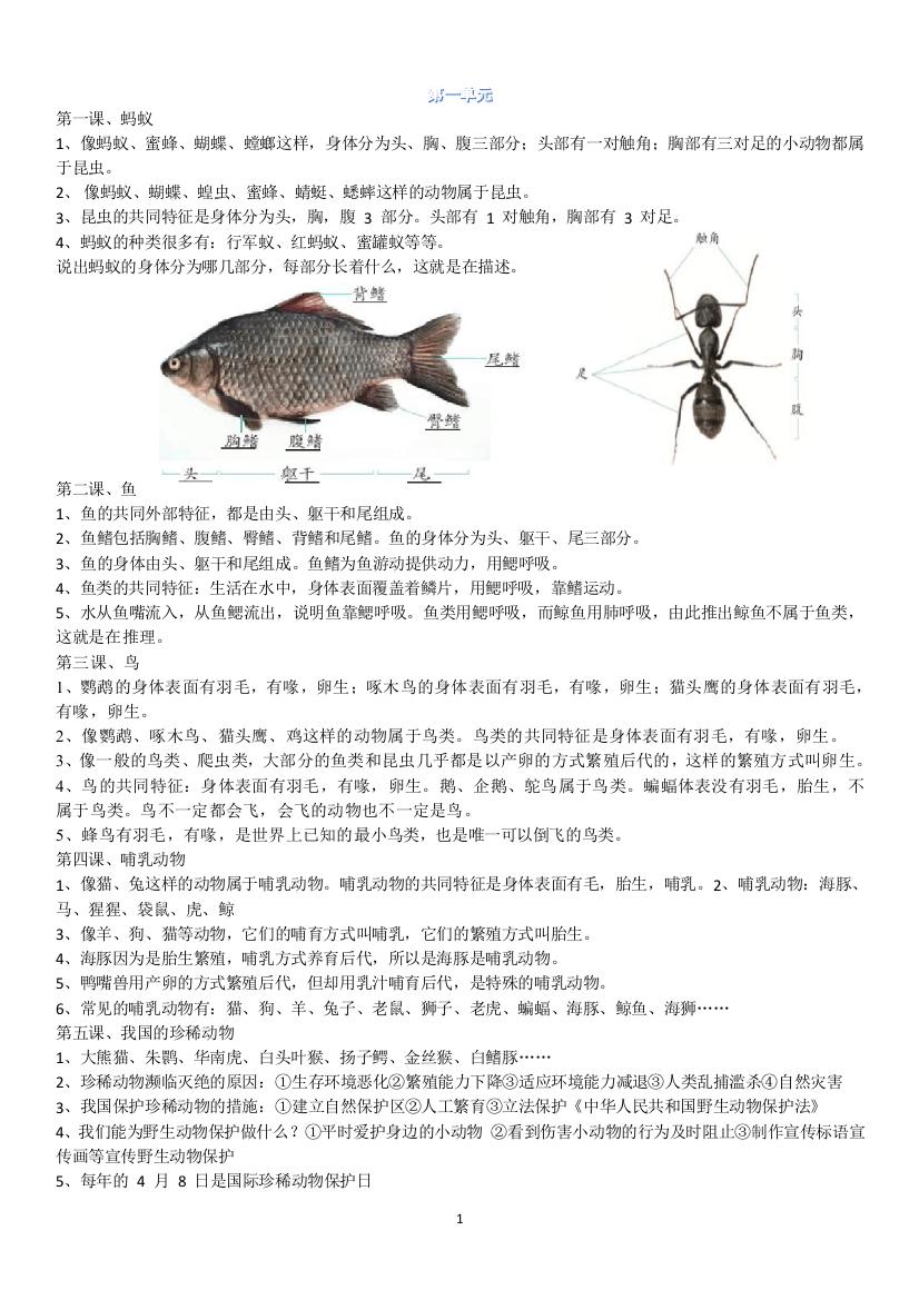 四年级上册科学复习素材-全册科学知识归纳---青岛版