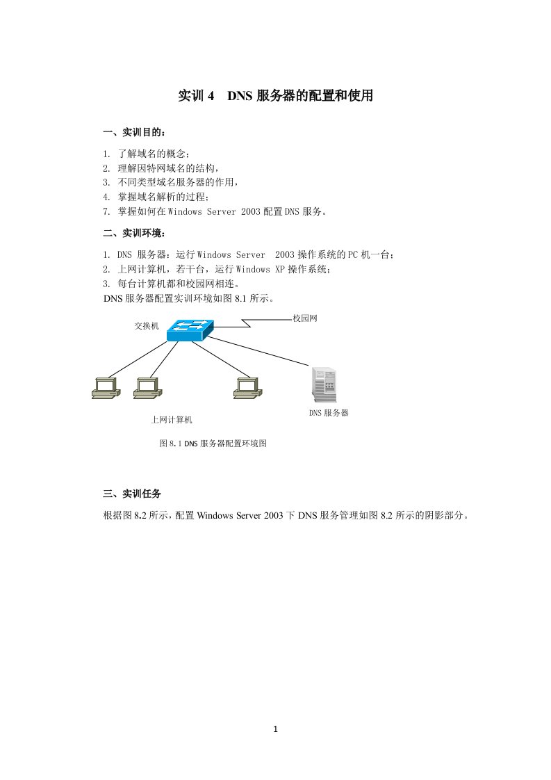 实训四：(2)DNS服务器的配置和使用