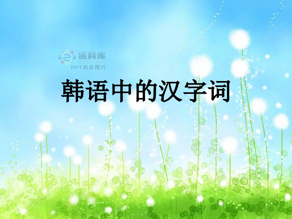 韩语中的汉字词-课件（ppt·精·选）