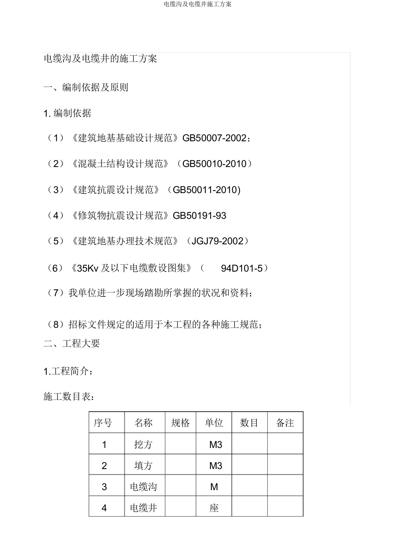 电缆沟及电缆井施工方案