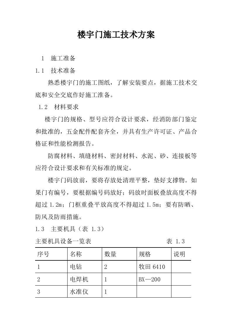 工程楼宇门的安装应按照所采用的工程楼宇门种类