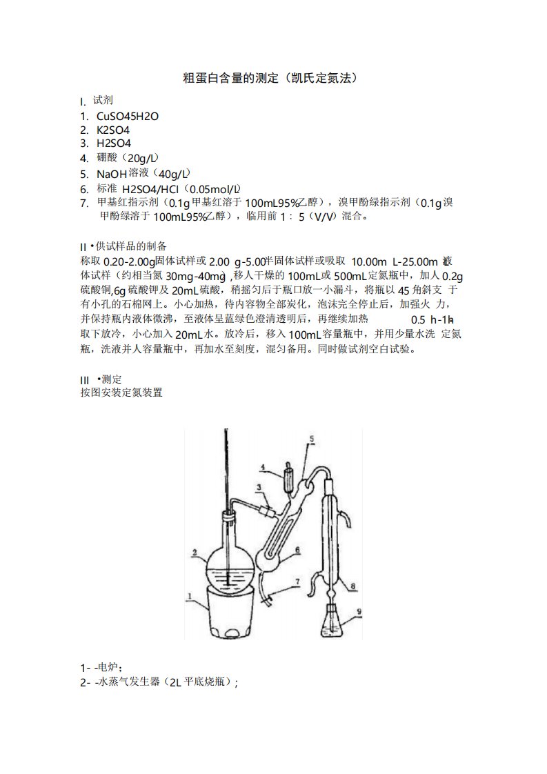 粗蛋白含量测定