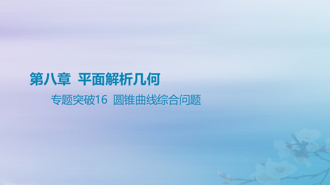 2025版高考数学一轮总复习第八章平面解析几何专题突破16圆锥曲线综合问题课件