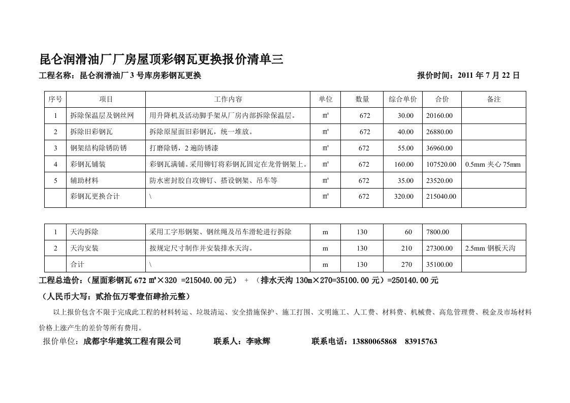 彩钢瓦更换报价3