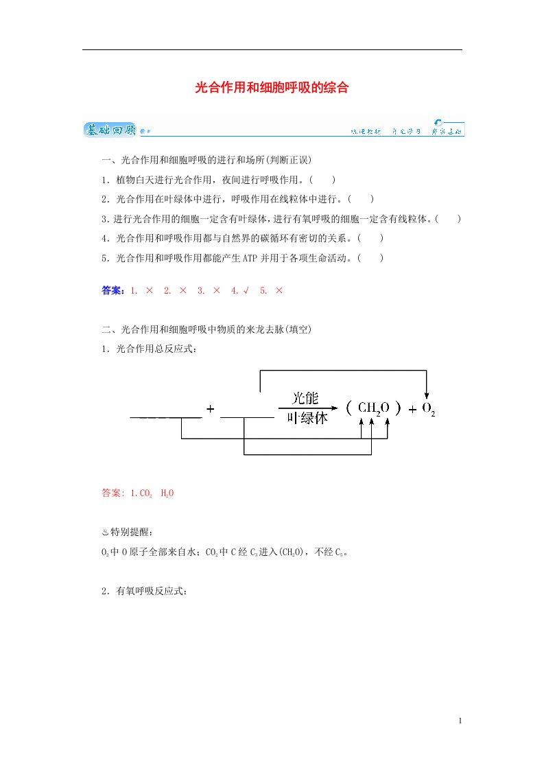 高三生物第一轮细致复习典型题（基础回顾