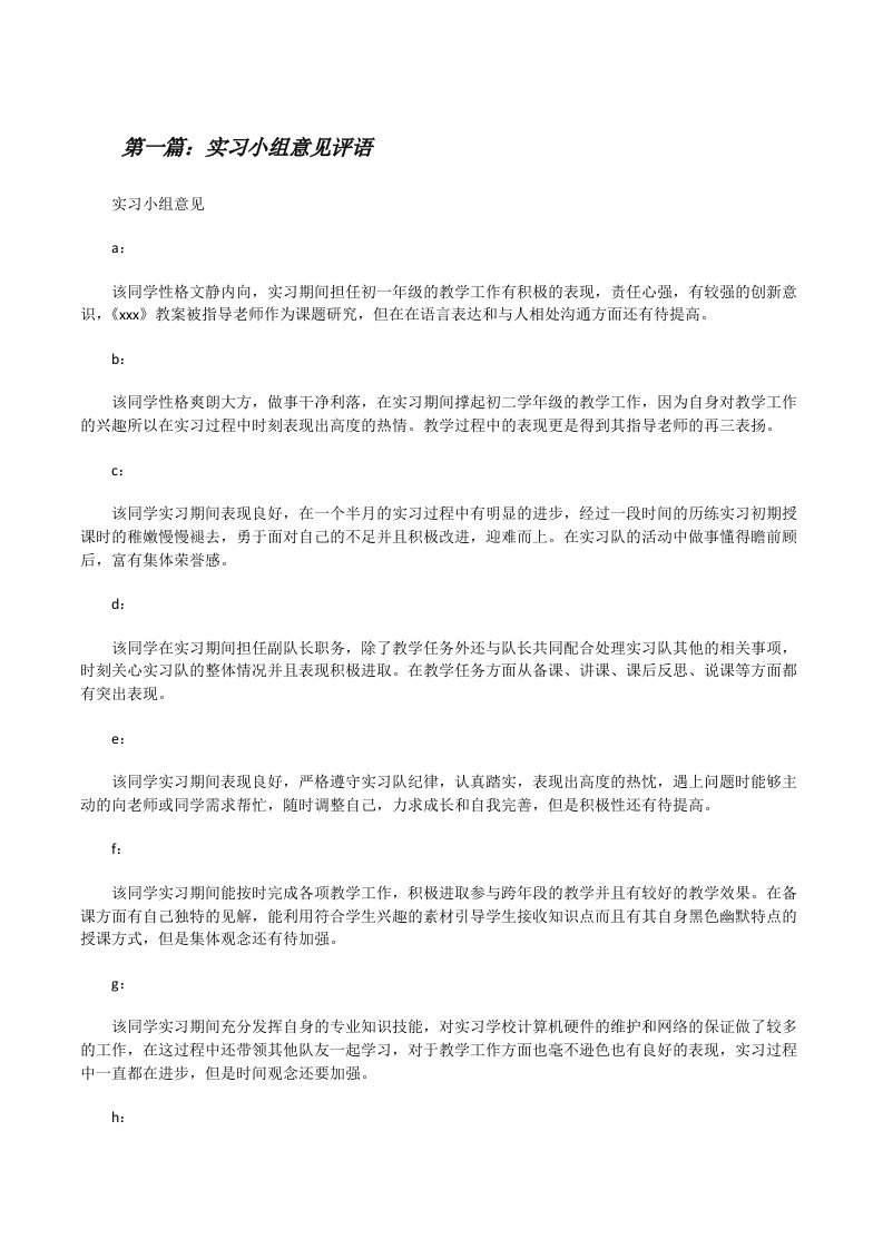 实习小组意见评语[修改版]