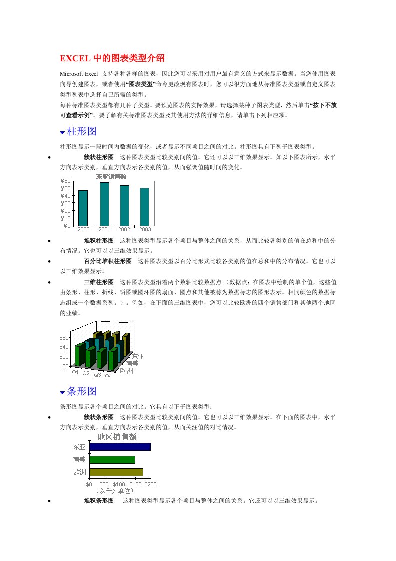 EXCEL中的图表类型