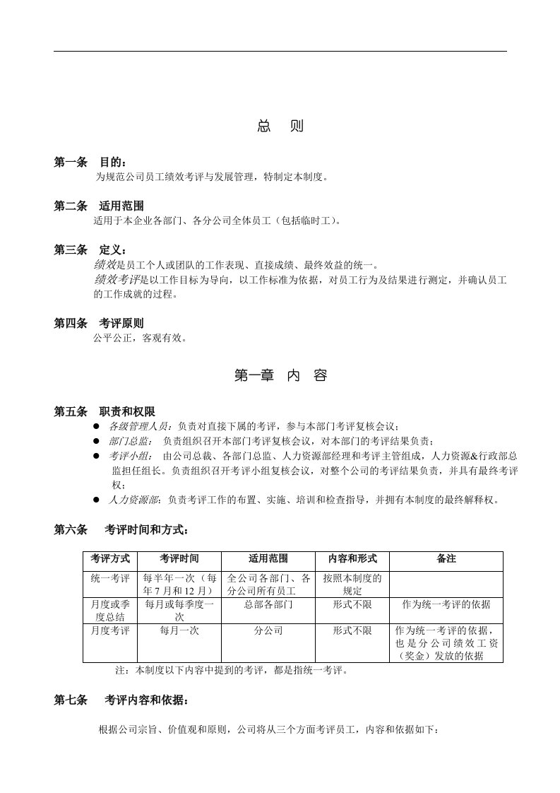 【管理精品】员工绩效考评与发展管理制度