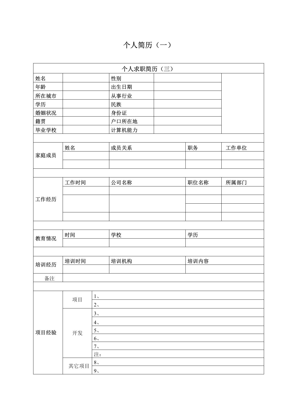 2020年毕业生简历模板免费下载