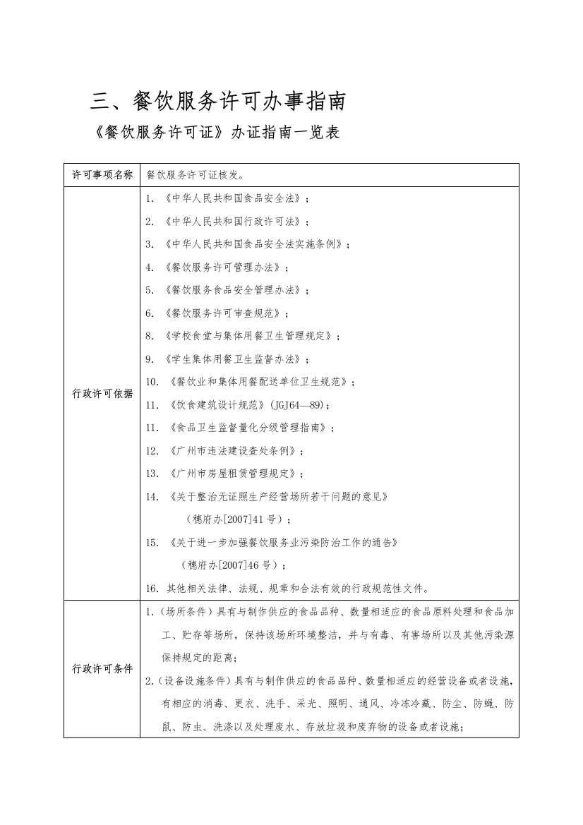 餐饮服务许可办事指南