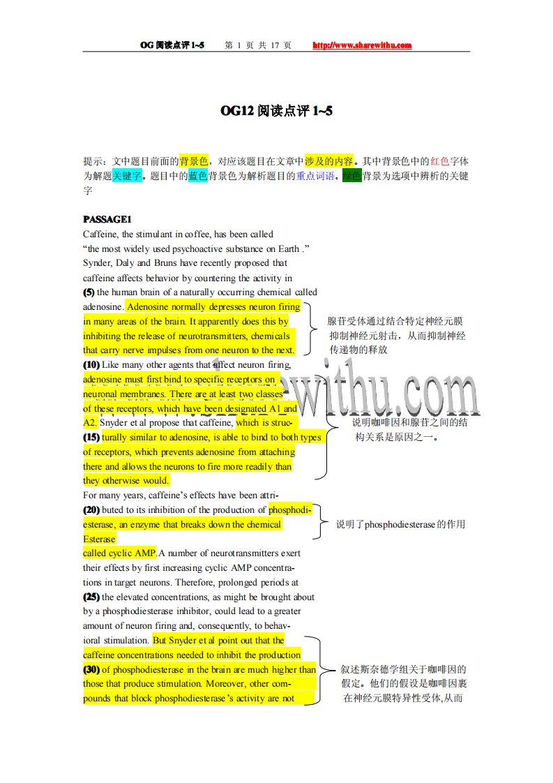 GMAT考试OG阅读点评一至五.pdf