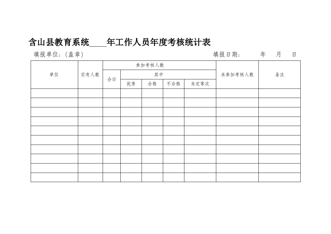 含山教育系统考核表