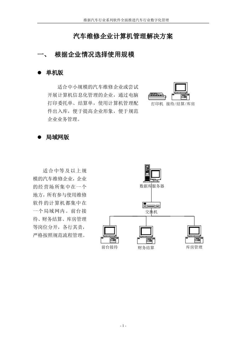 汽车维修企业计算机管理解决方案