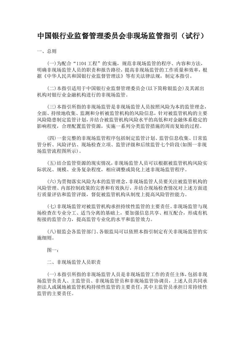 中国银行业监督管理委员会非现场监管指引