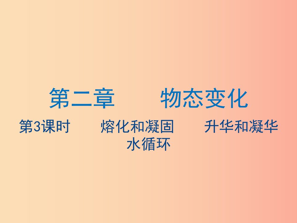 江苏省2019年中考物理第3课时熔化和凝固升华和凝华复习课件