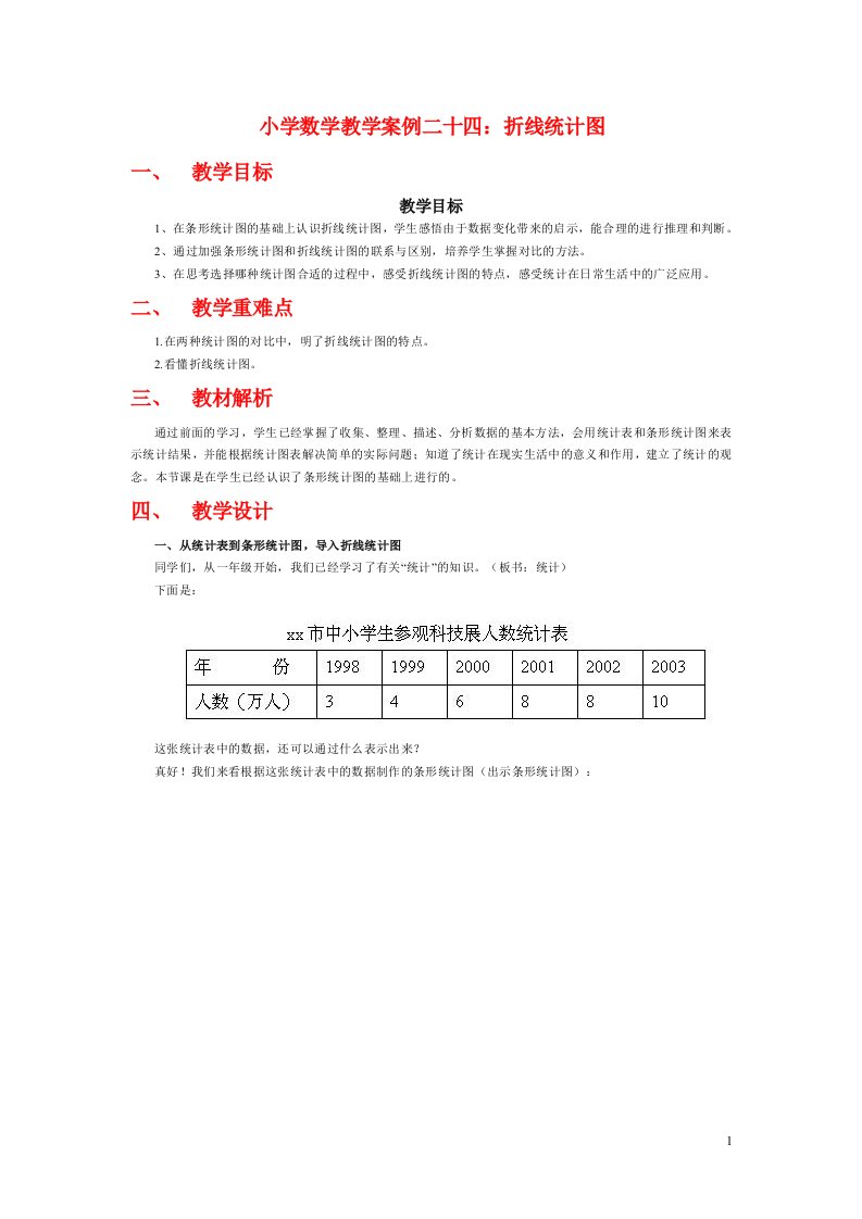 小学数学教学案例二十四：折线统计图