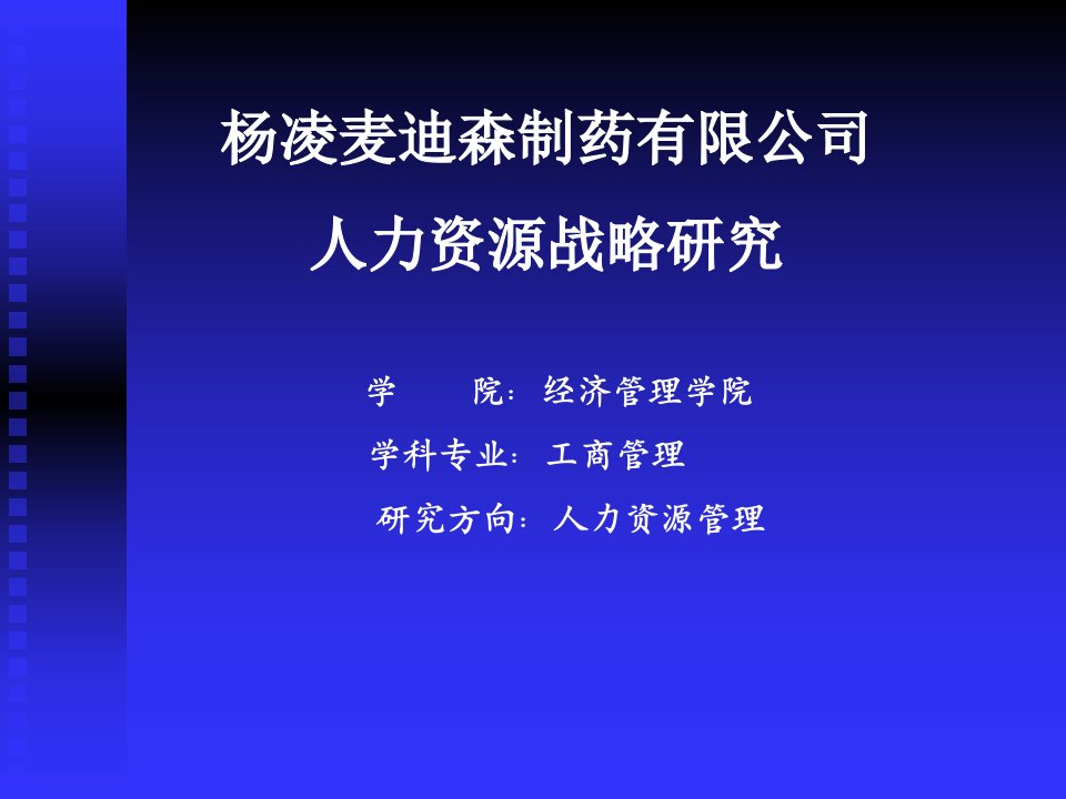 杨凌麦迪森制药有限公司人力资源战略研究