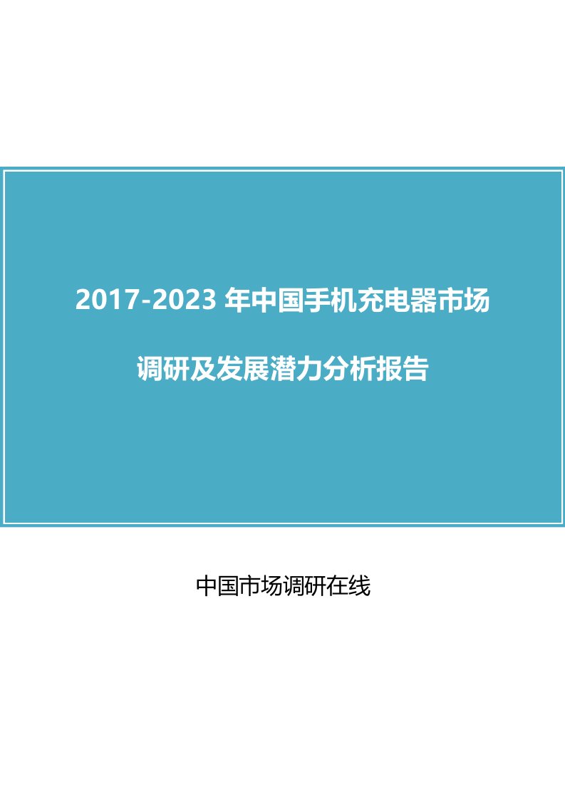 中国手机充电器市场分析报告