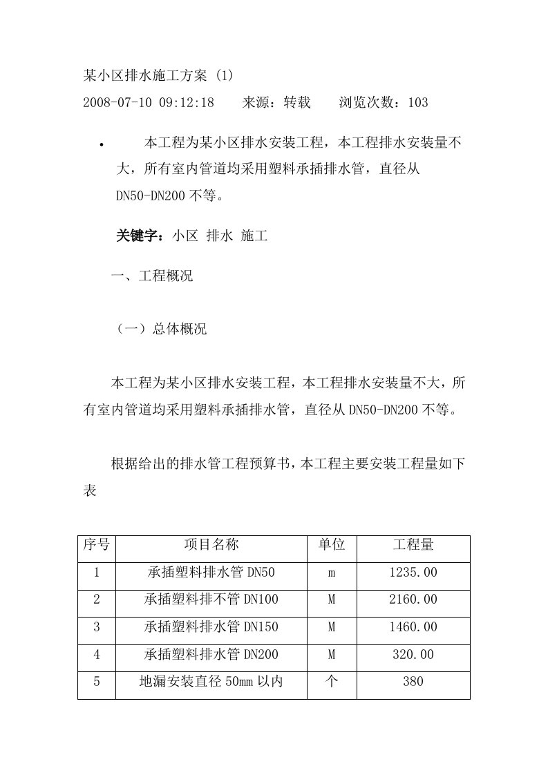 某小区排水施工方案