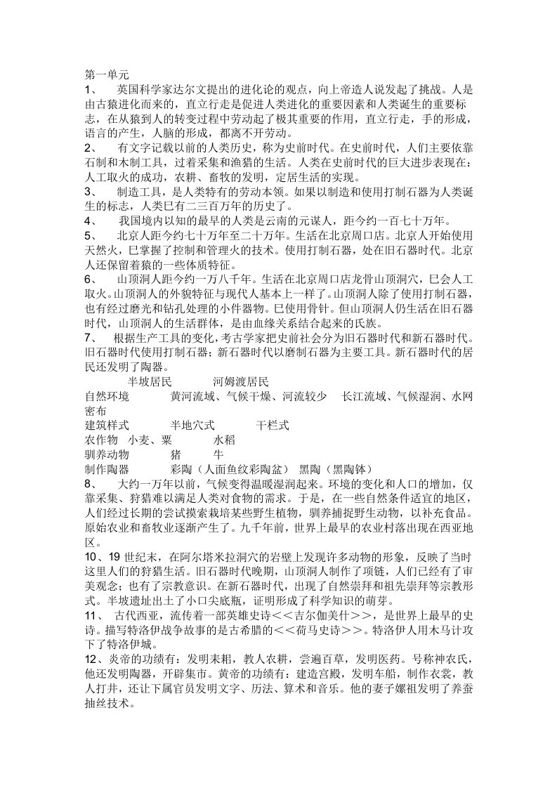 八年级上册历史与社会复习提纲