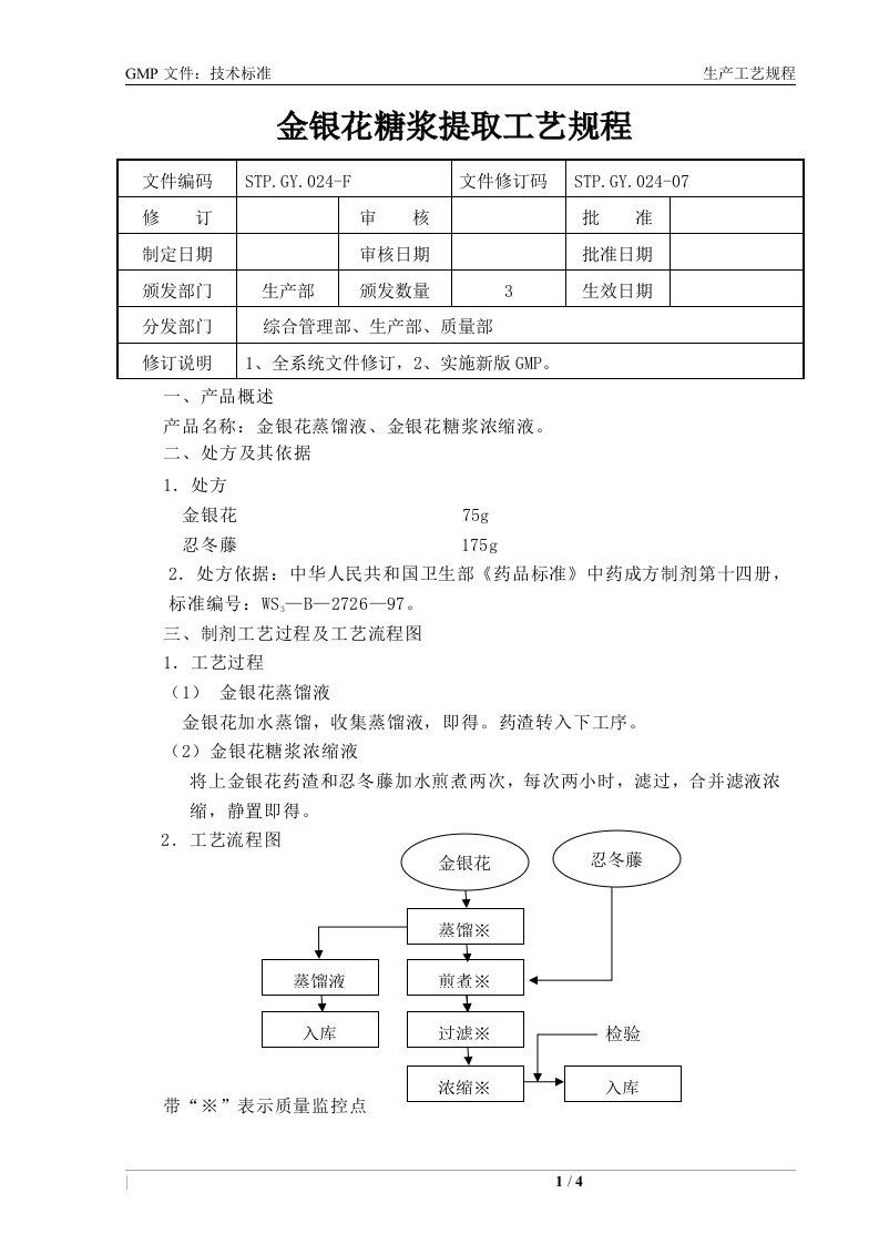 STP.GY.024金银花糖浆提取工艺规程