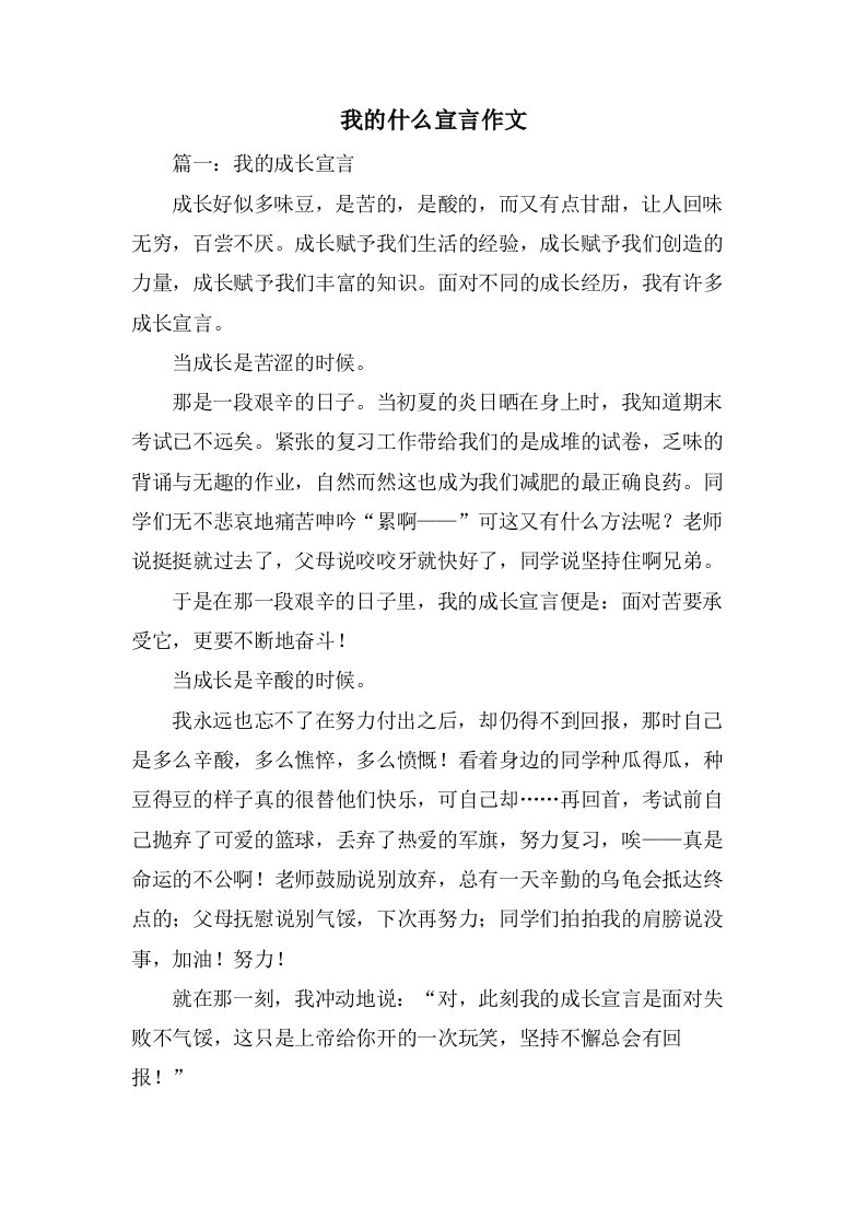 我的什么宣言作文