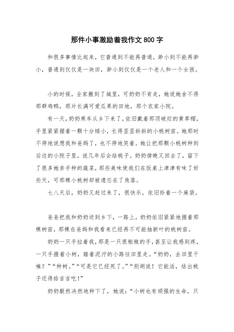 那件小事激励着我作文800字