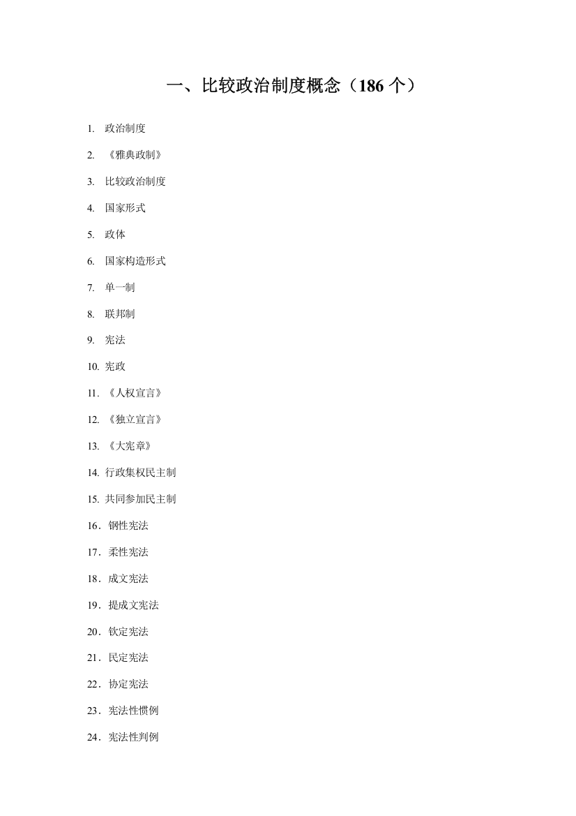 比较政治制度概念样本