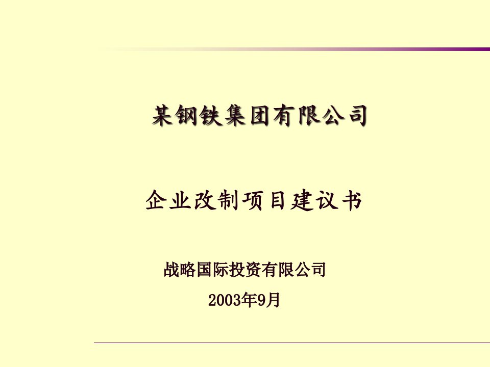 中金国际咨询-广东钢铁集团企业改制项目建议书2