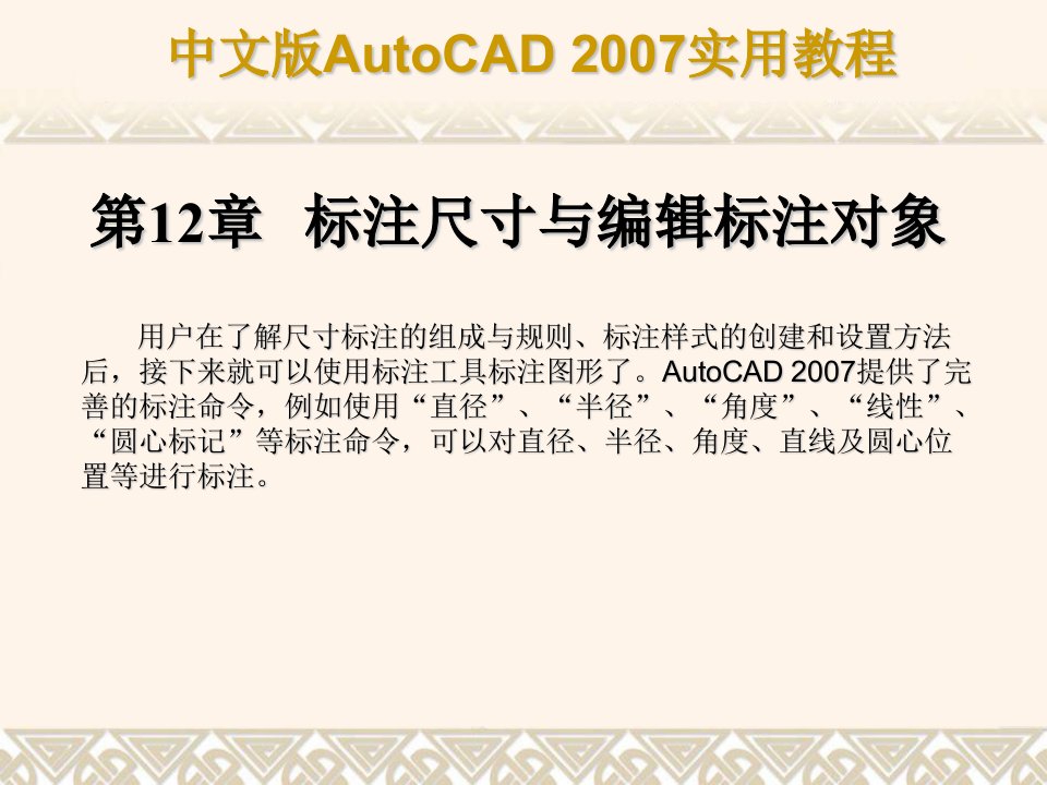 CAD2007教程完美版第12章_标注尺寸与编辑标注对象