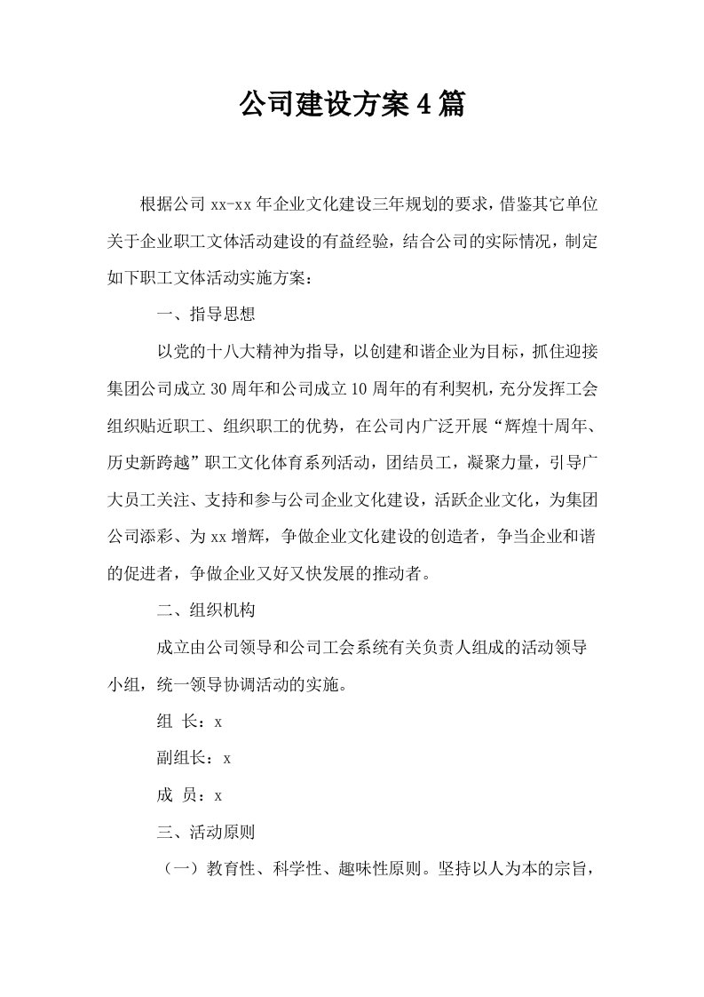 公司建设方案4篇