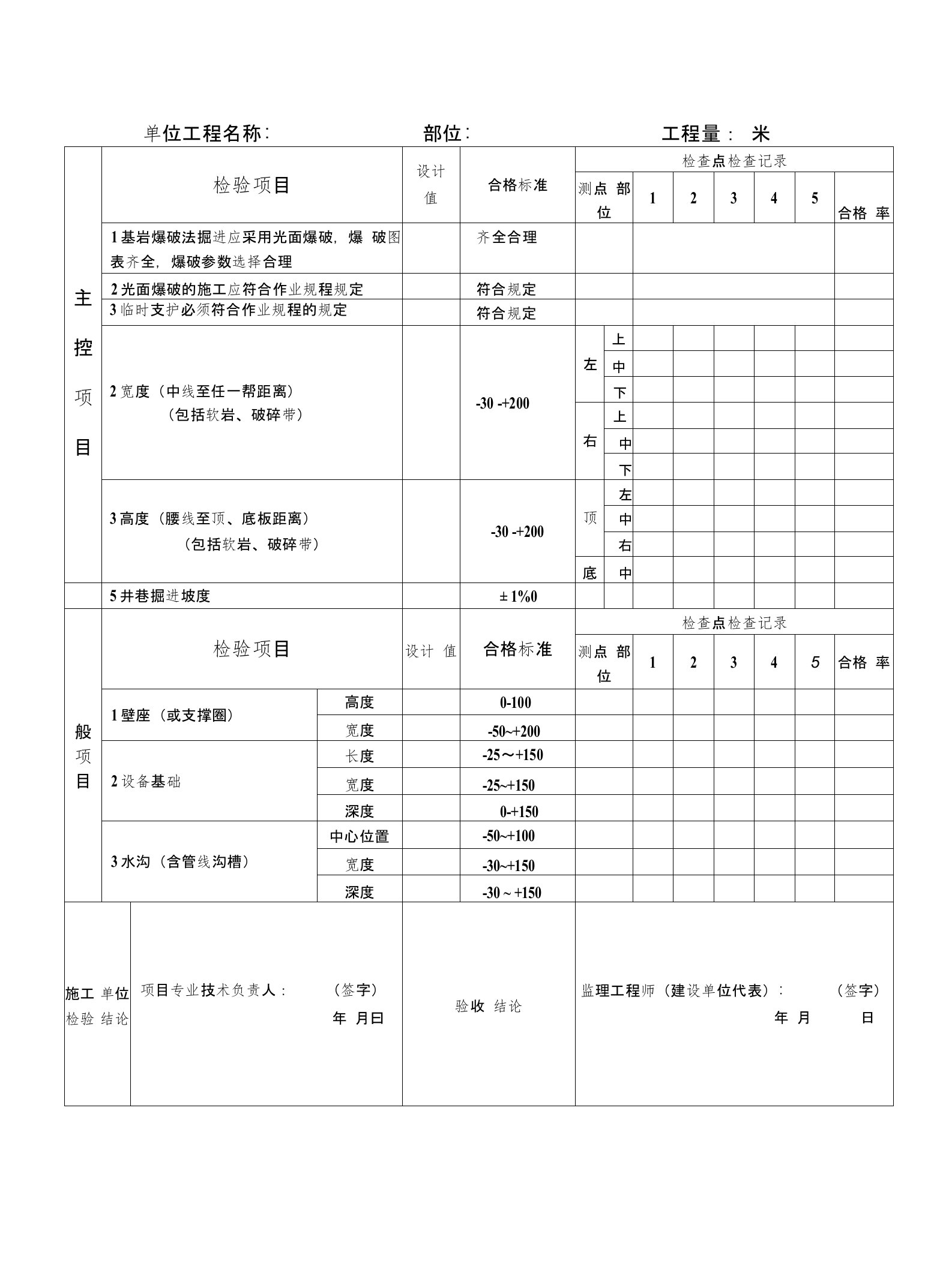 井巷工程验收表