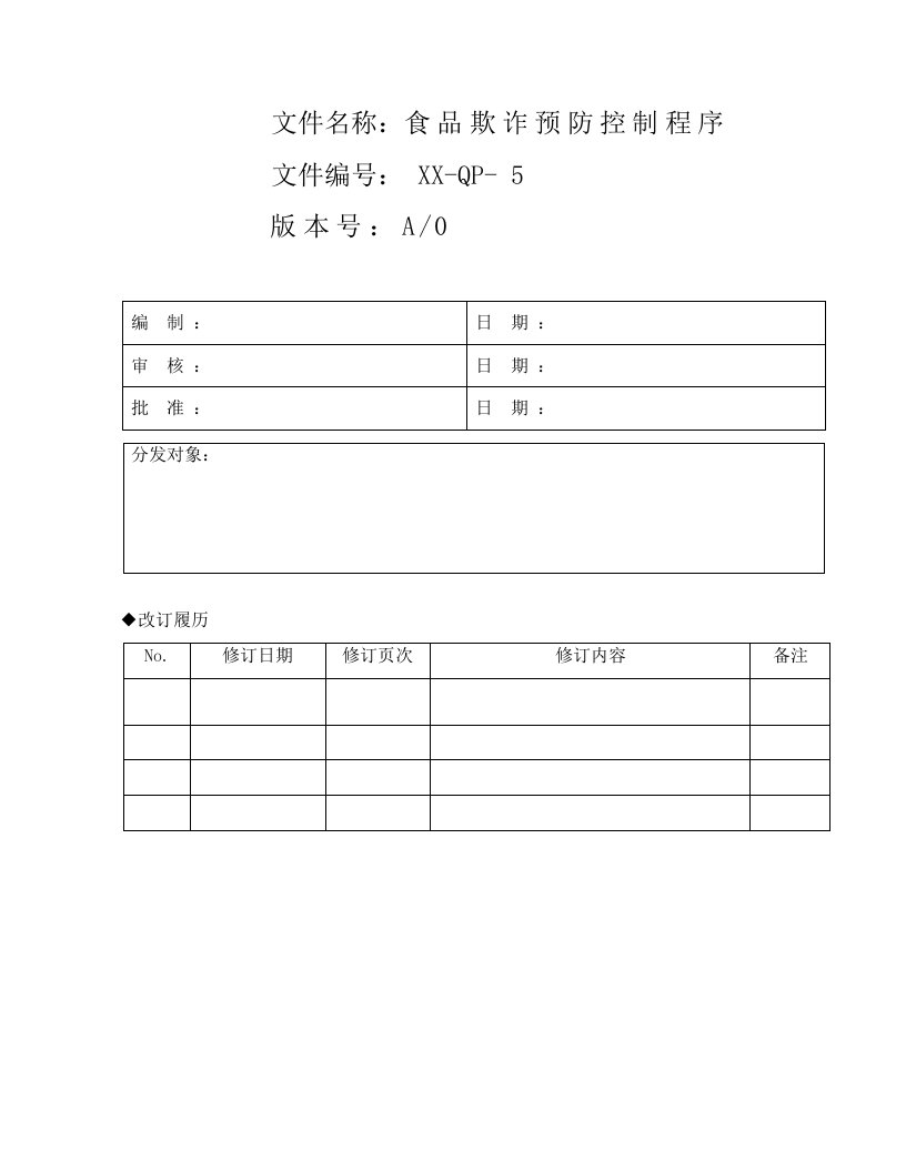 食品欺诈预防控制程序