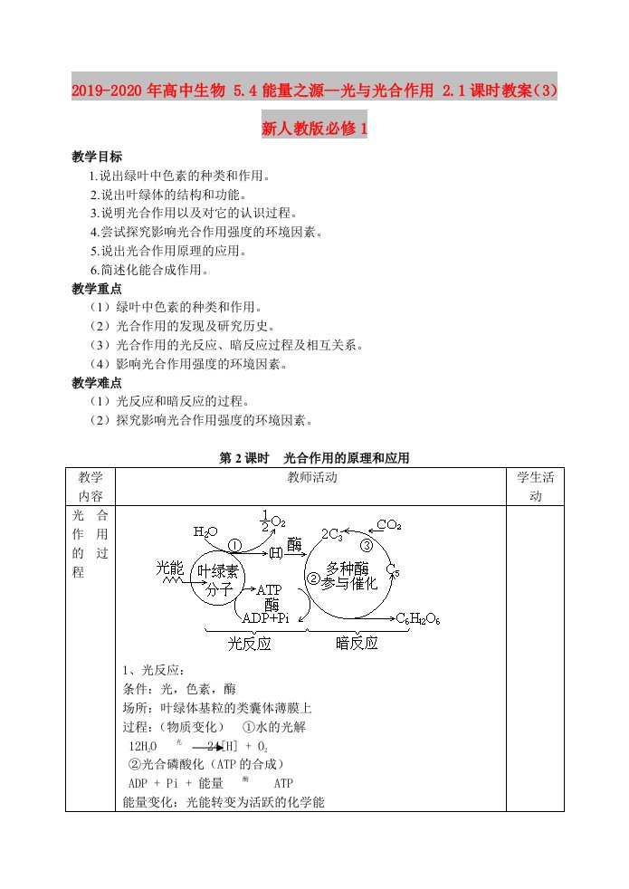 2019-2020年高中生物