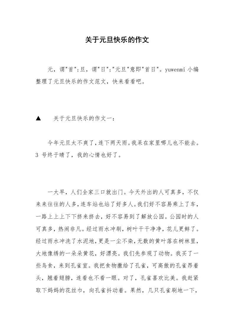 关于元旦快乐的作文