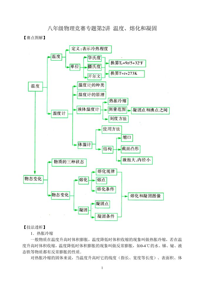 八年级物理竞赛专题第2讲温度、熔化和凝固