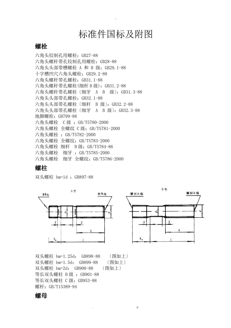 螺栓标准件国标及附图