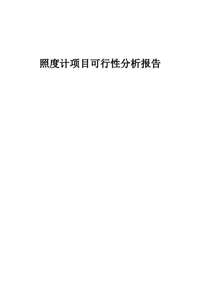 照度计项目可行性分析报告