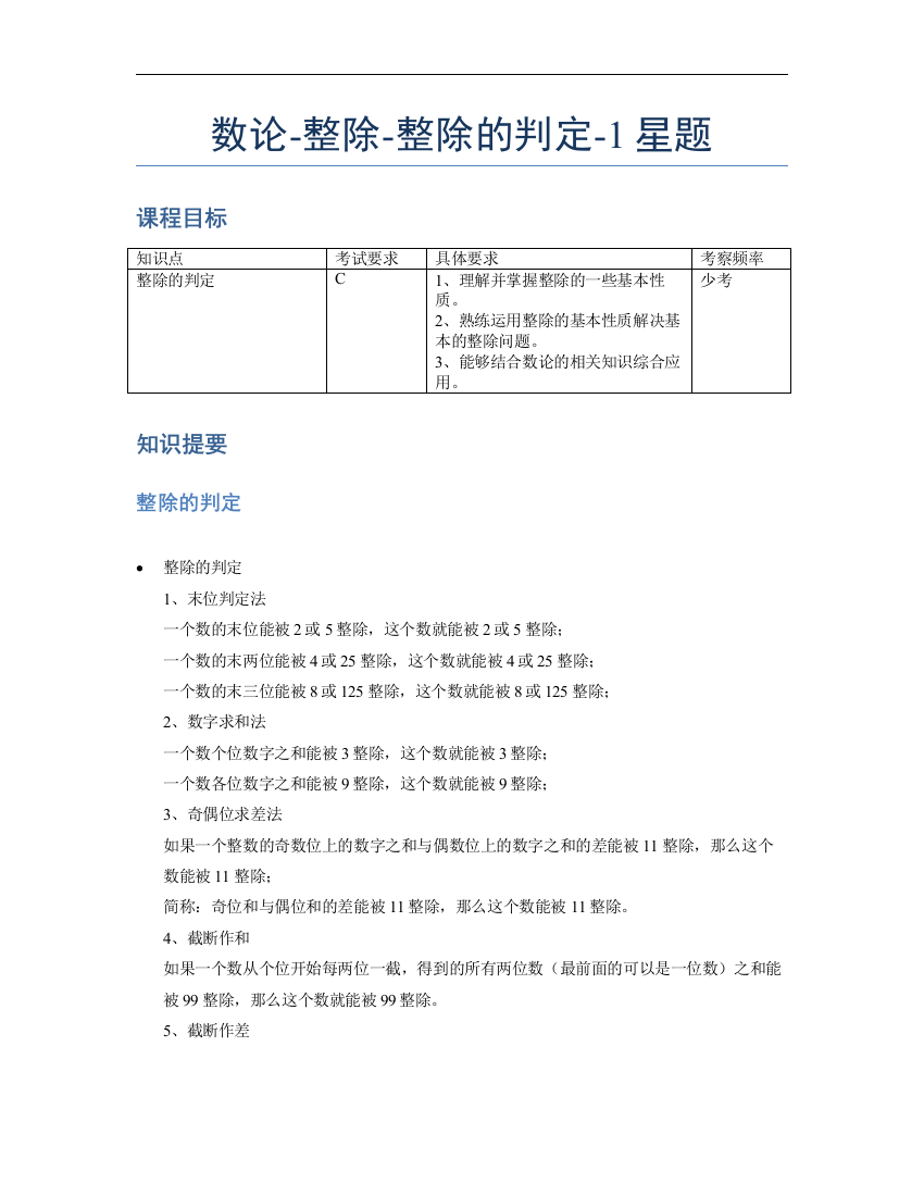 小学数学母题专项训练《数论》整除-整除的判定-1星题（含解析）全国通用版